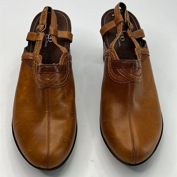 INDIGO by Clark’s brown leather sling back heeled mule size 8.5 - Picture 1 of 14